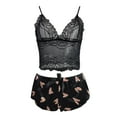 thumbnail image 3 of B91xZ Ensembles de Pyjama pour Femmes 2 Pcs Vêtements de Nuit Sans Manches Ensemble de Pyjama, Noir m, 3 of 5