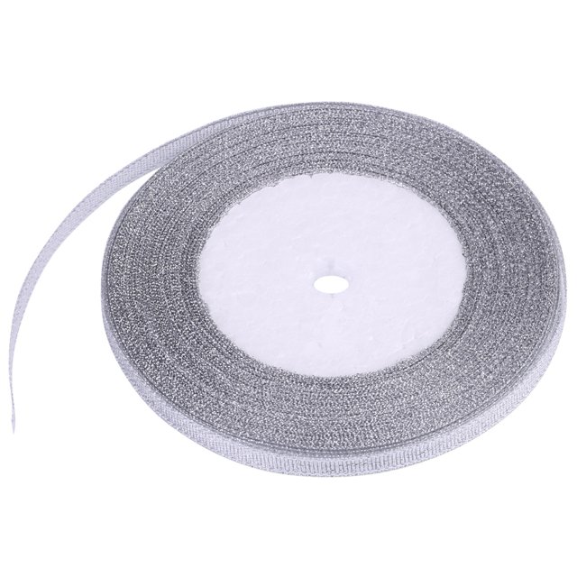 25 yardas/rollo de cinta de satén de 7mm para decoración de fiesta, hogar, boda, envoltura de regalo (plata)