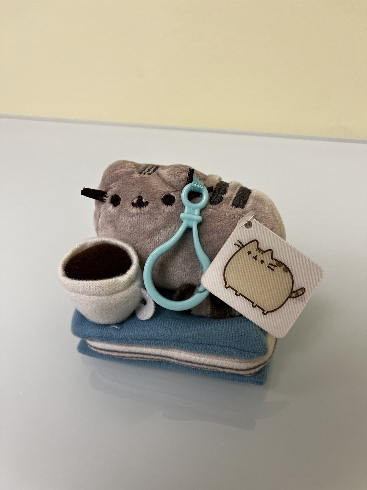 Pusheen Enjoying Coffee on Book Backpack Clip Barnes N' Nobles