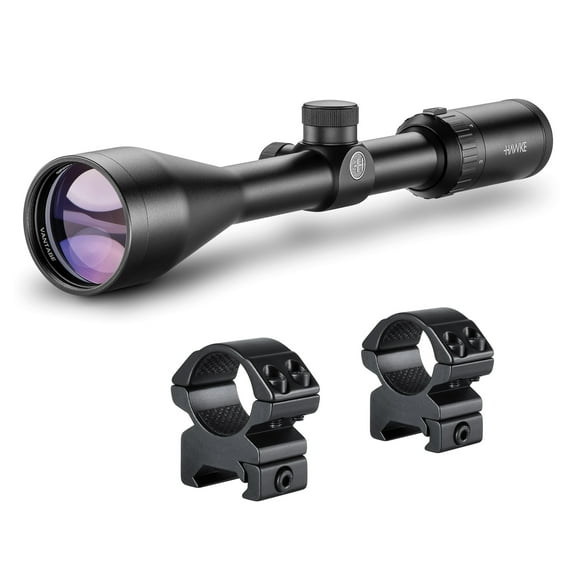 HAWKE Vantage 3-9x50 30/30 Reticle Riflescope with Match Mount 1in Medium Weaver Scope Rings (14130 22113)
