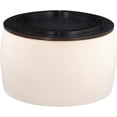 thumbnail image 7 of 25'' Round Storage Ottoman with Wooden Lid, Velvet Circle Ottoman Set with Square Foot Stool, Living Room Couch Side Table for Low Tea (Beige), 7 of 7