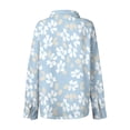 thumbnail image 5 of Romantic Garden Print Casual Shirt, Long Sleeve Relaxed Fit Top with Button Closure & Versatile Styling for Brunch Dates,Cyan XL, 5 of 5