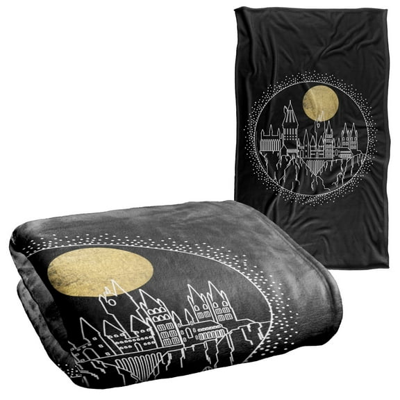 Harry Potter Hogwarts Full Moon Line Art Officially Licensed Silky Touch Super Soft Throw Blanket 36" x 58"