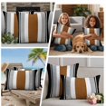 thumbnail image 5 of Modern Brown Black Outdoor Pillow Covers, Waterproof Decorative Throw Pillowcases Set of 2, Boho Contemporary Geometric Striped Couch Cushion Cases with Zipper for Outside Patio Garden Sofa 20"x12", 5 of 9