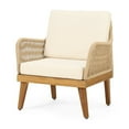 thumbnail image 6 of Euroco Outdoor Rope Weave Club Chair, Acacia Wood Frame, Weather-Resistant Patio Accent Chair, 28" Wide, 6 of 9