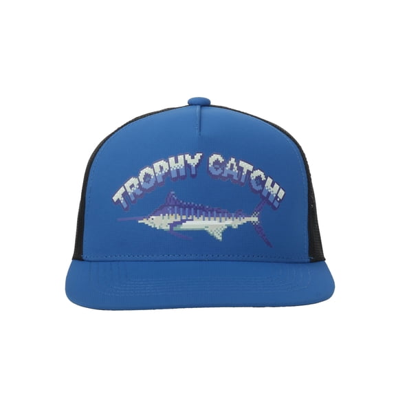 Youth Royal/Black 5-Panel Fishing Cap – Structured Flat Bill Snapback, One Size
