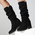 thumbnail image 6 of Mepaouo Knee High Boots for Women Slouchy Suede Hidden Wedges Wide Mid Calf Winter Long Boots(Black,6.5), 6 of 8