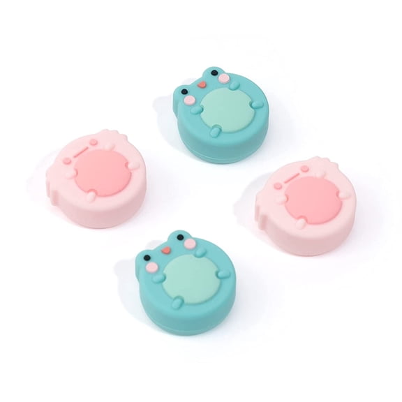 GeekShare 4PCS Thumb Grips, Soft Silicone Joystick Caps for Switch 1/OLED/Lite, Frog & Axolotl