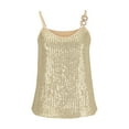 thumbnail image 6 of Scyoekwg Womens Sequin Tank Tops Crew Neck Sequin Tank Tops Casual Loose Basic Sling Sleeveless Summer Solid Color Camisole Tees Shirts (Gold,S), 6 of 7