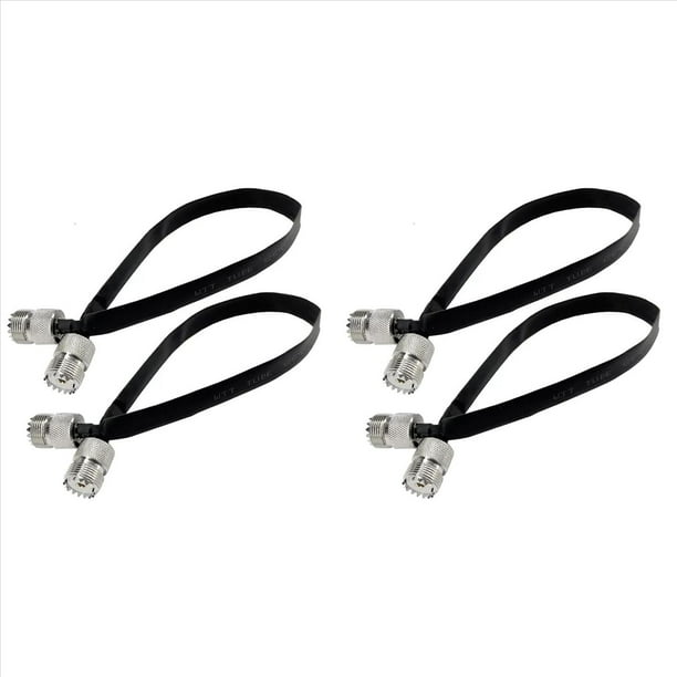 4 Piezas - Cable Coaxial de 20 cm Cable Plano de Paso para Ventana/Puerta, Conector Macho SO239 UHF Hembra A Hembra
