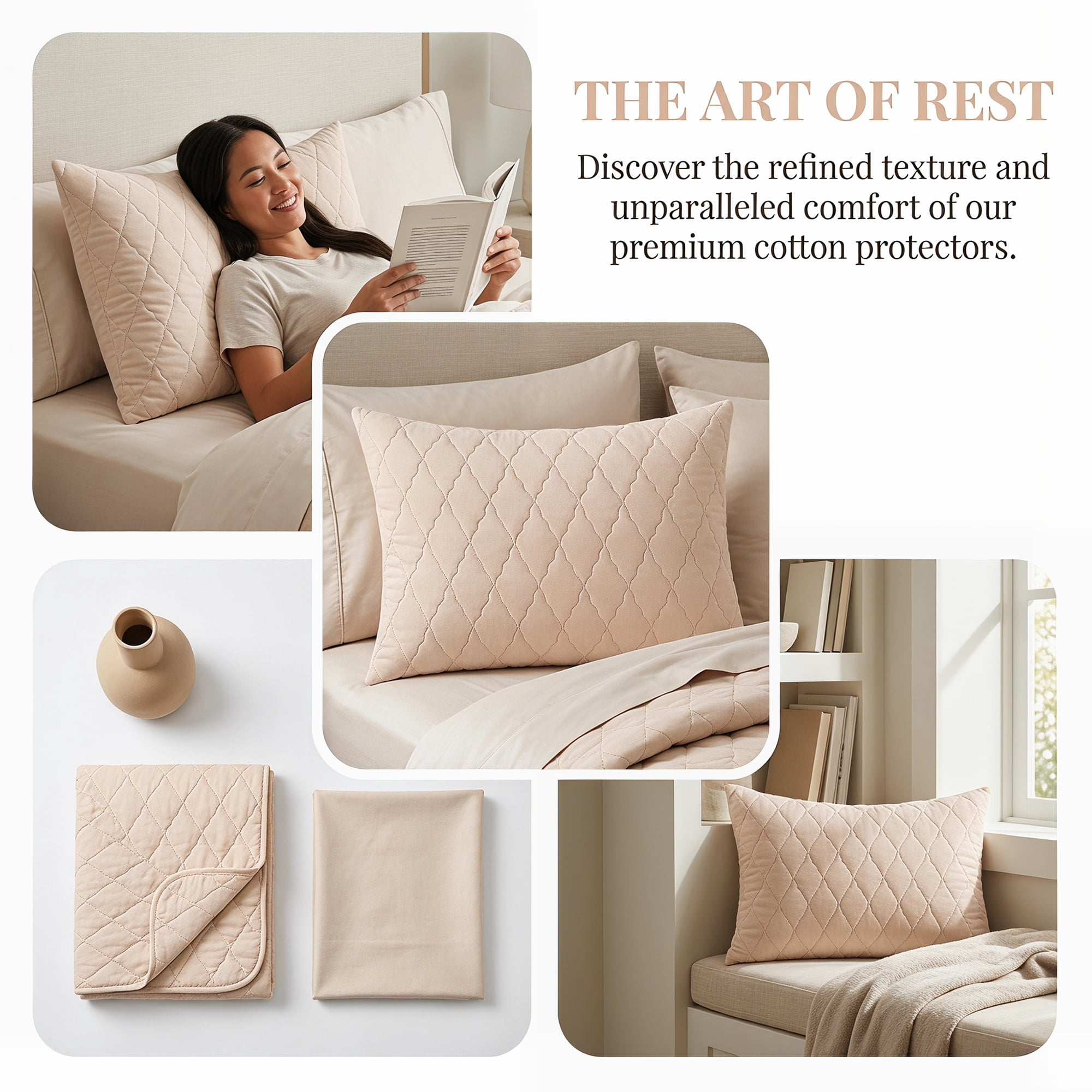 Unique Bargains Breathable Hypoallergenic Envelope Pillow Protectors Standard Khaki 20" x 26"