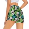 thumbnail image 4 of Picia Skull and Palm Leaves Pattern Women's 2 in 1 Athletic Running Shorts High Waisted Workout Casual Gym Sweat Shorts with Comfy Liner Zipper Pockets-, 4 of 9