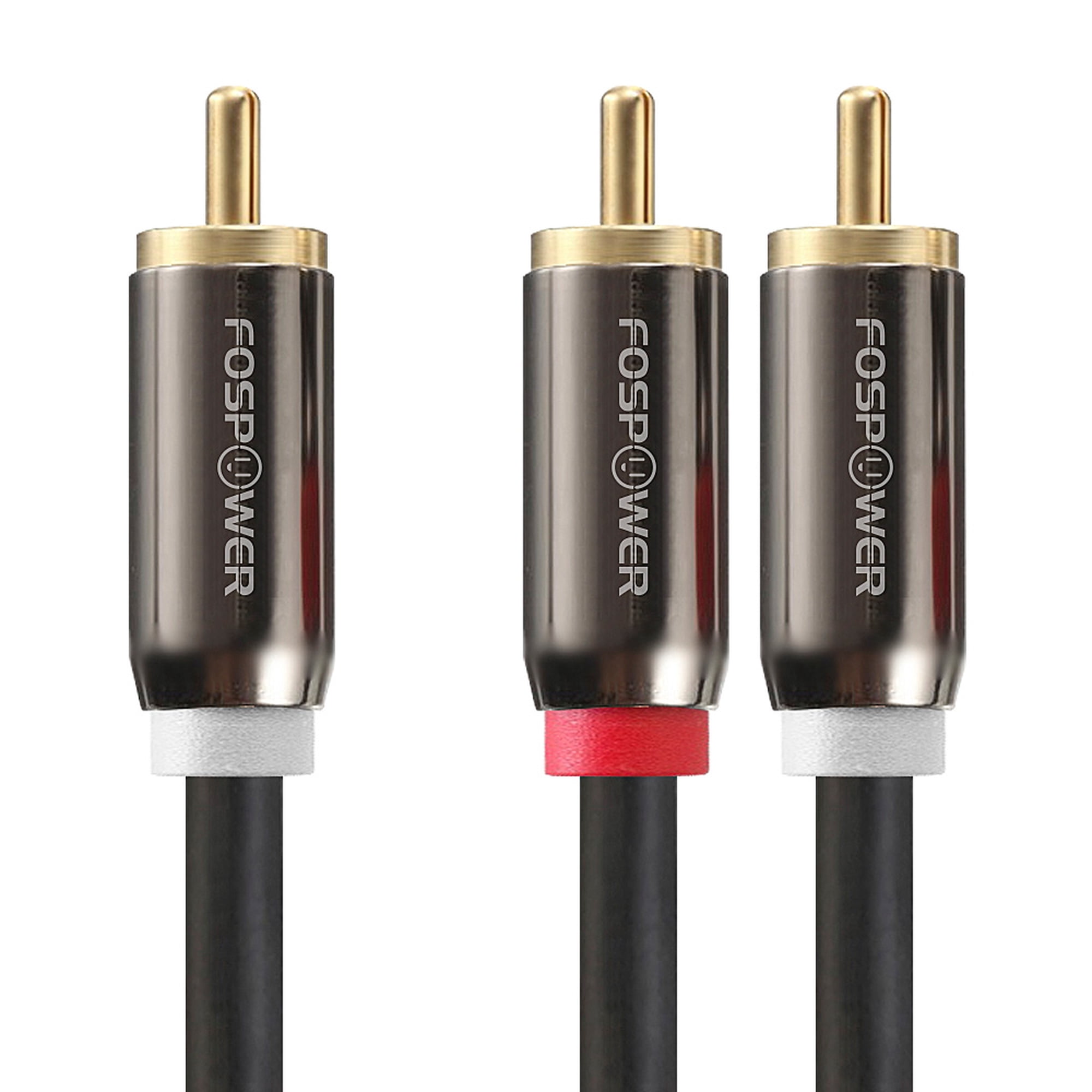 Fospower RCA Y-Adapter (3 feet) 1 RCA Male to 2 RCA Male Audio Y Adapter Subwoofer Cable - Dual Shielded, 24k Gold Plated