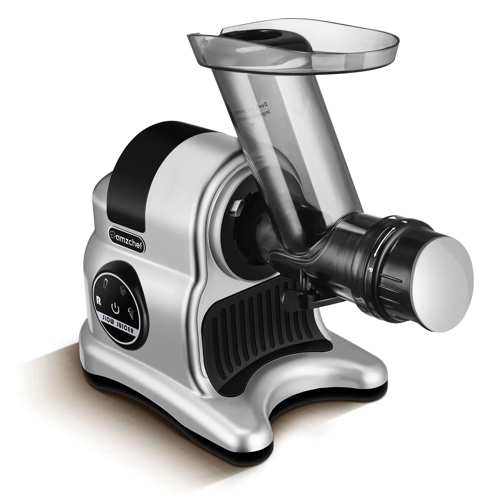 AMZCHEF Slow Juicer 3” Wide Chute, Quiet Masticating Gray Juicer, Easy to Clean