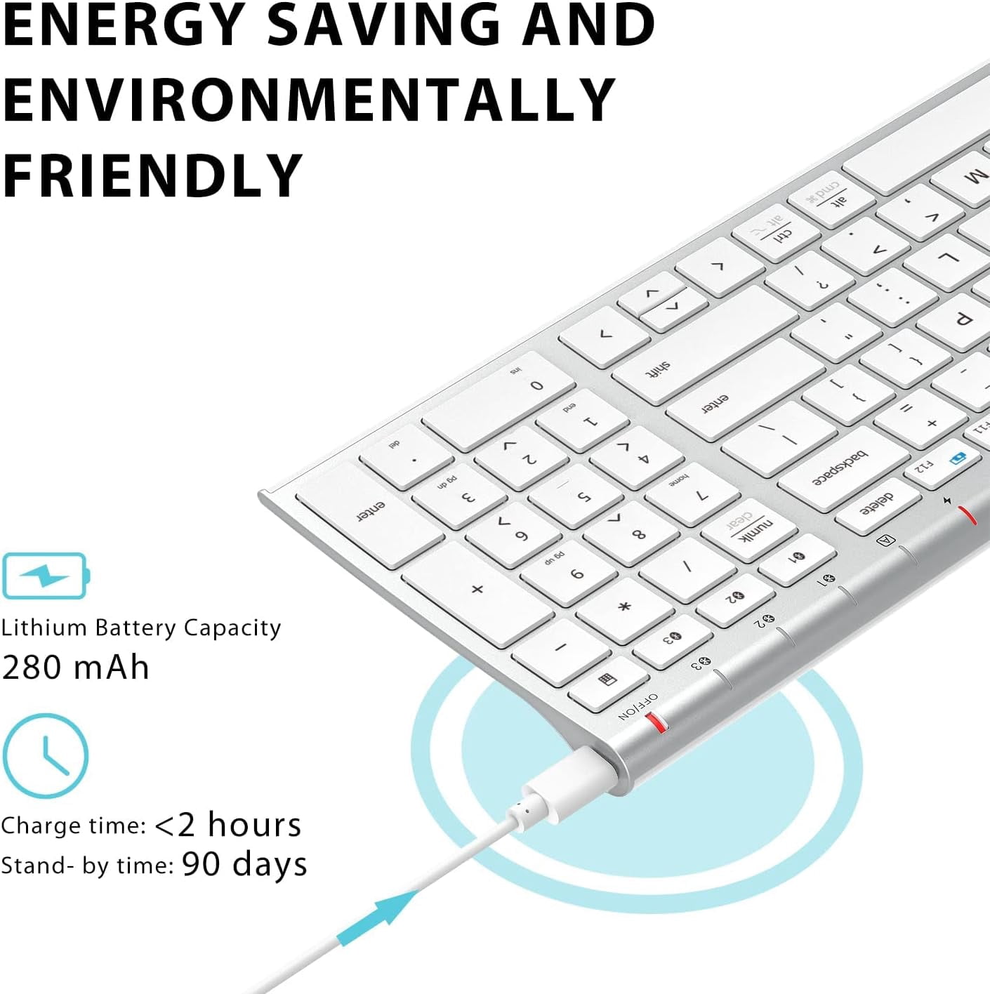 Bluetooth keyboard, universal Bluetooth 5.1 wireless keyboard and digital Pad, ergonomically designed