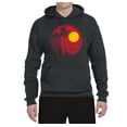 thumbnail image 2 of Wild Bobby, Silhouette Red Moon, Streetwear, Unisex Graphic Hoodie Sweatshirt, Heather Black, Large, 2 of 3