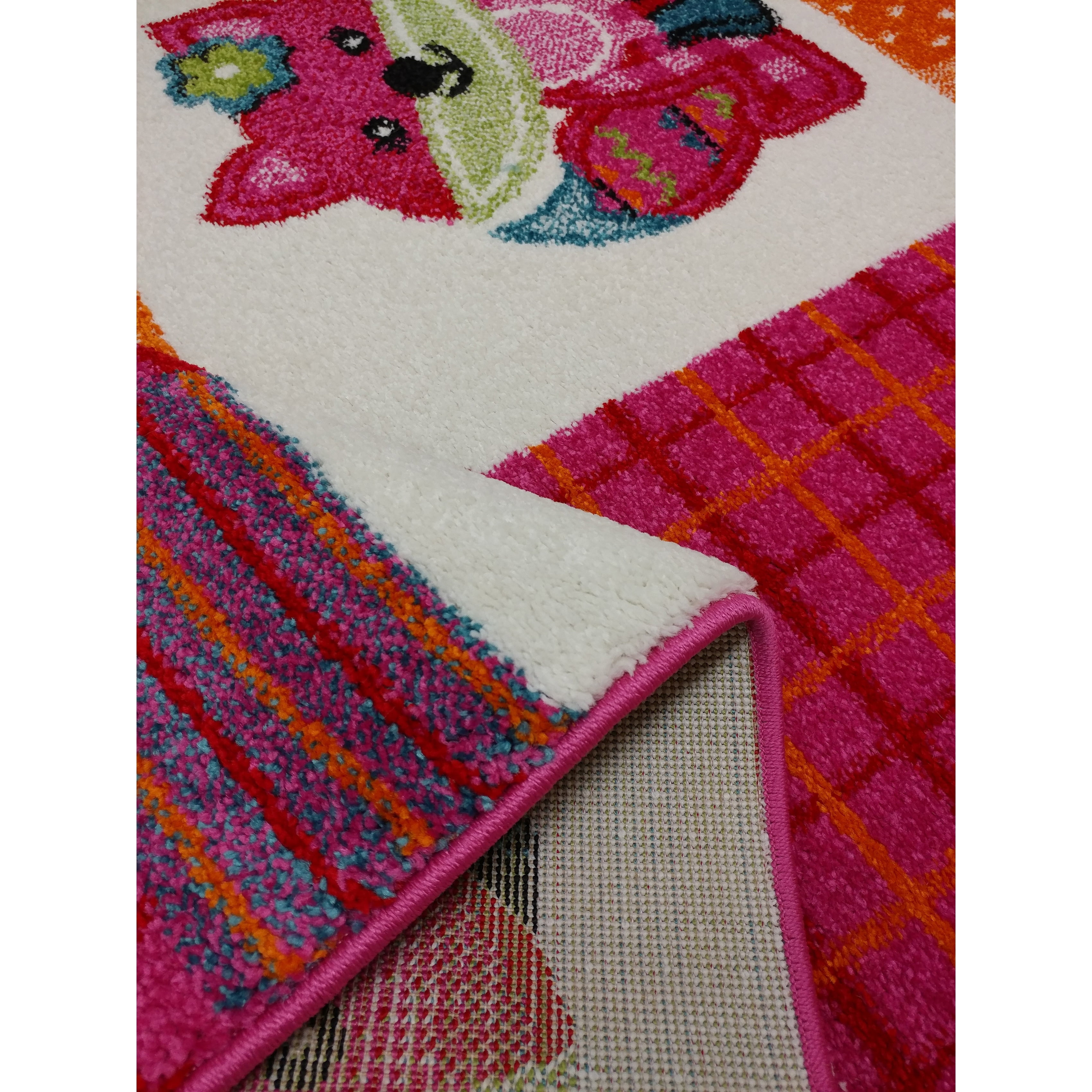 KC CUBS Boy and Girl Bedroom Modern Decor Area Rug and Carpet Collection For Kids and Children (5' 3" x 7' 3", Pink Fancy Fox)