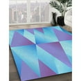 thumbnail image 3 of Ahgly Company Machine Washable Indoor Rectangle Transitional Light Slate Blue Area Rugs, 8' x 10', 3 of 7