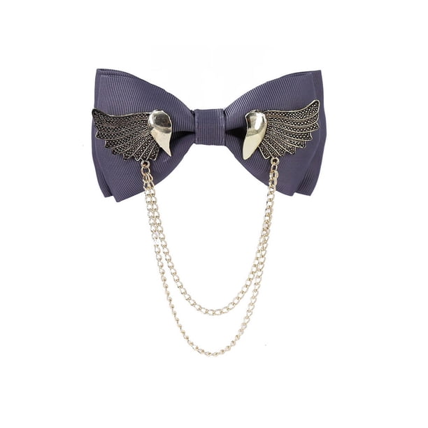 Jumpingount Bowknot Pajarita Hecha a mano Moda Metal Alas doradas Accesorios de joyería Decoración Anfitrión Boda Novio Negro H3112-2 Accesorios de disfraces Gris H3112-4 Jumpingount AP009821-04B