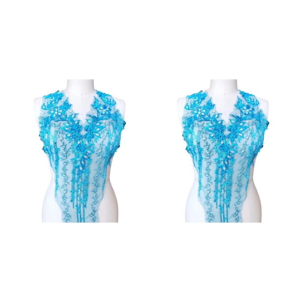 Naiovety Apliques de encaje resistentes y duraderos para corpiño de boda o vestido de baile, accesorios para cortar los lados, azul claro B azul claro B 2Conjunto