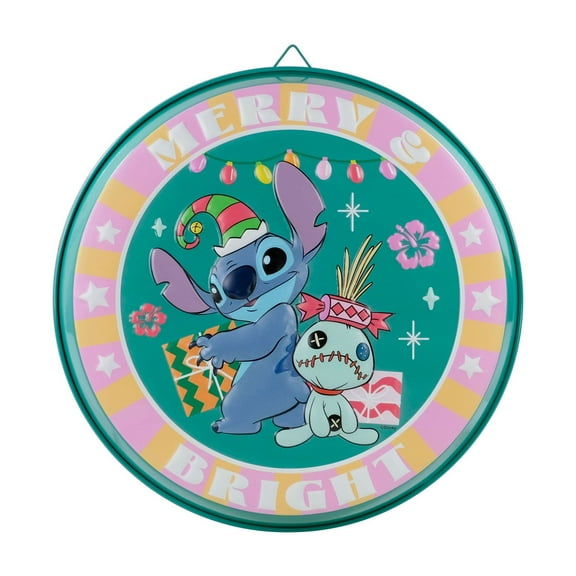 Disney's Lilo & Stitch Round Metal Bottle Cap Sign, 11.6" Diameter, Pastel Colorway, by Ruz