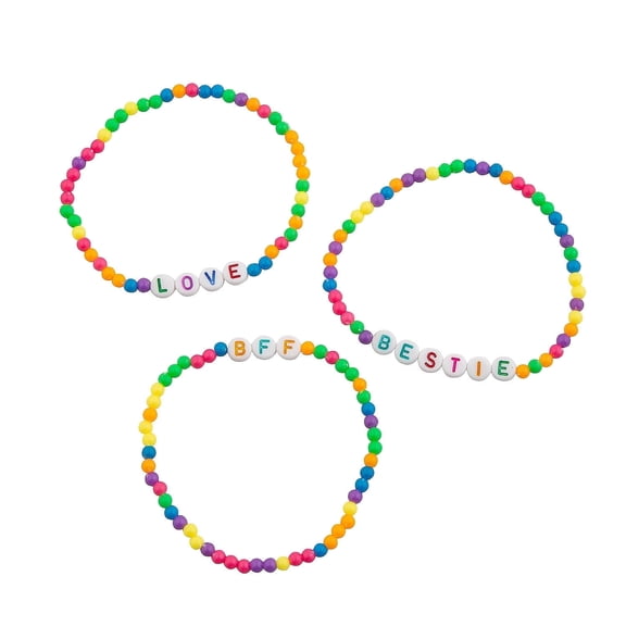 Fun Express Friendship Plastic Bracelets with 12 Pieces, Multicolor