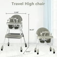 thumbnail image 3 of FACNOATIHN Baby High Chair, 4-in-1 Foldable Highchair Dining Feeding Chair with Five-Point Harness Double Dining Plate & Toy Rack, Infant to Toddler, Gray, 3 of 10
