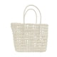 thumbnail image 3 of Bolso de mano tejido para mujer, de gran capacidad, elegante y portátil, para vacaciones. Blanco, 3 of 9