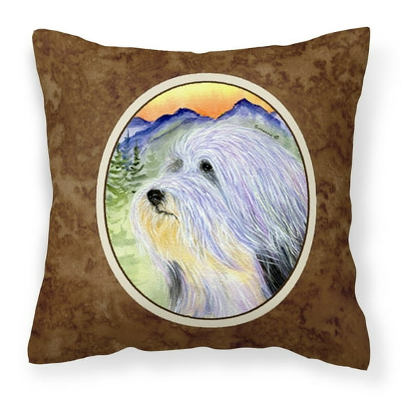 Carolines Treasures SS8244PW1414 Bearded Collie Fabric Decorative Pillow, 14Hx14W, multicolor