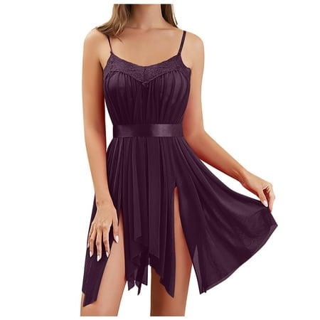 Lingerie for Women  Satin Babydoll Nightgown Lace Sleepwear Slip Chemise Teddy Nightwear Women s Lace Satin Sexy Lingerie Dress Nightdress