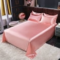thumbnail image 4 of on Sale Ice Silk Satin Sheets, Queen Size Satin Bed Sheet Set, Cooling Soft and Hypoallergenic Sheets Wrinkle- Piece Thin Bed Sheet Piece - Coral Pink, 4 of 8