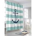 thumbnail image 3 of Turquoise Striped Shower Curtain, Nautical Anchor Abstract Geometric Modern Waterproof Shower Curtain Set with 12 Hooks Lightweight Washable Fabric Shower Curtains for Bathroom 72x72 Inches, 3 of 6