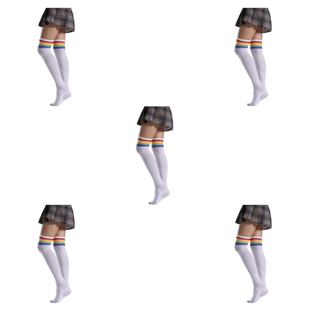Medias pantimedias coloridas Qarigey Calcetines largos Iris calentador muslo alto Tipo 19