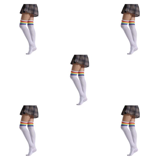 Medias pantimedias coloridas Qarigey Calcetines largos Iris calentador muslo alto Tipo 19