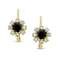 thumbnail image 2 of Bling Jewelry Womens Floral Crystal Drop Black Flower Earrings Gold Plated Lever Back, 2 of 5