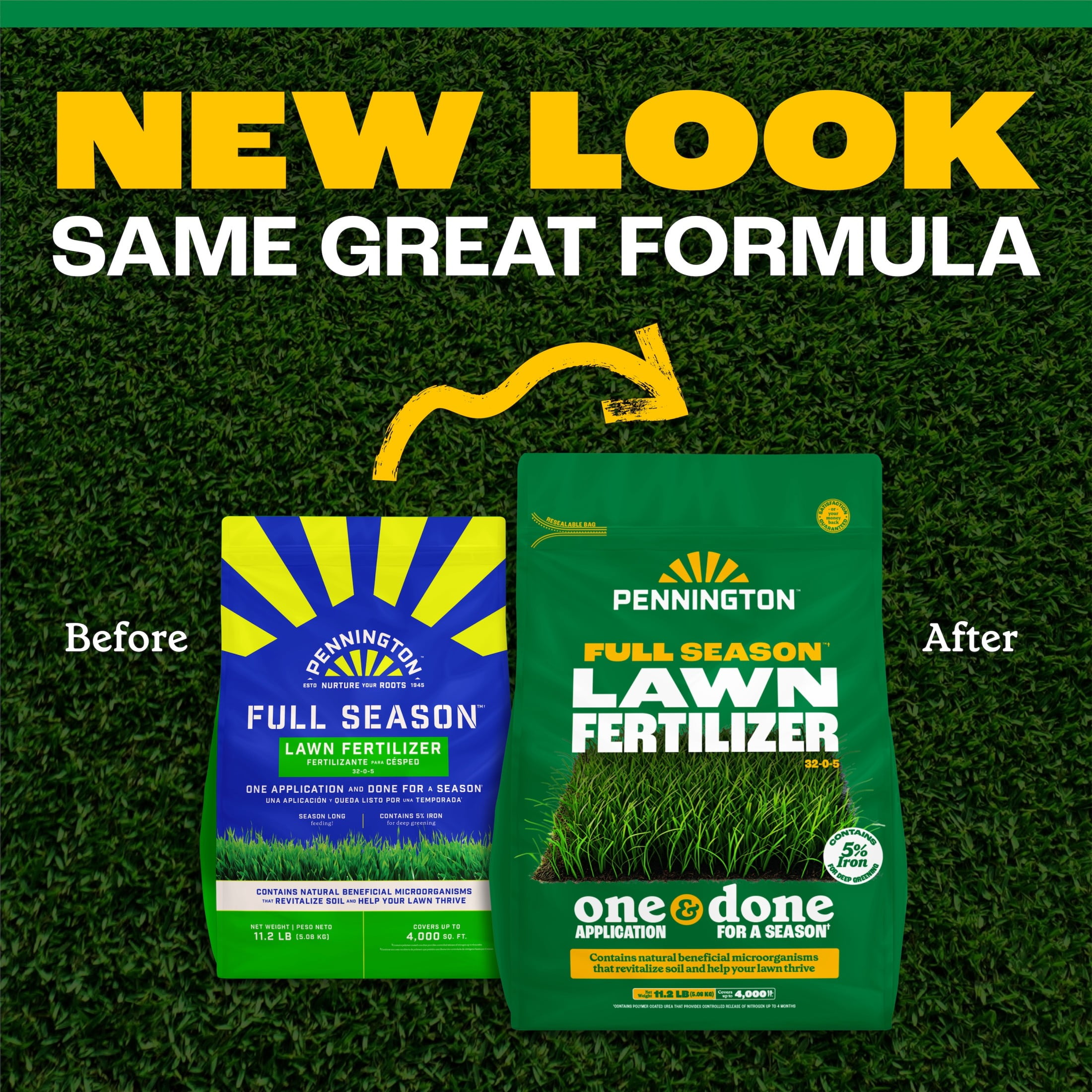 Pennington Full Season Lawn Food, 32-0-5, Fertilizer 11.2 lb., Covers 4,000 sq. ft.
