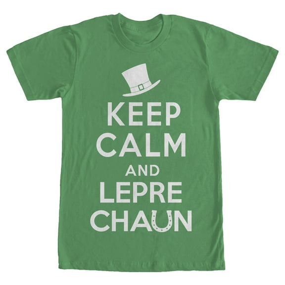 Men's Lost Gods St. Patrick's Day Keep Calm and Leprechaun Graphic Tee Kelly Green Medium