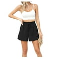 thumbnail image 3 of Asklazy Women's Casual Wide Leg Shorts High Waisted Adjustable Tie Knot Ruffle Shorts with Pockets, 3 of 10