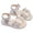 Beige, variant on Abomasnow Girls Open Toe Satin Bow Pearl Decor Ankle Buckle Sandals Soft Flat Summer Shoes for Birthday Party Daily Outdoor Beach Walking