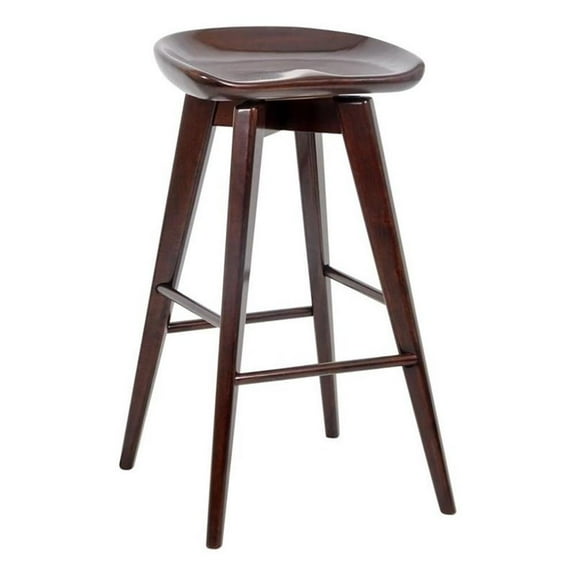 Allora 31" Hardwood Swivel Bar Stool with Flared Legs in Cappuccino