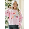 thumbnail image 5 of Women's Pink Holly Jolly Printed Round Neck Christmas Sweatshirt - Perfect Holiday Gift | [ZhiHiMeRi] | (US 20-22)2XL, 5 of 5