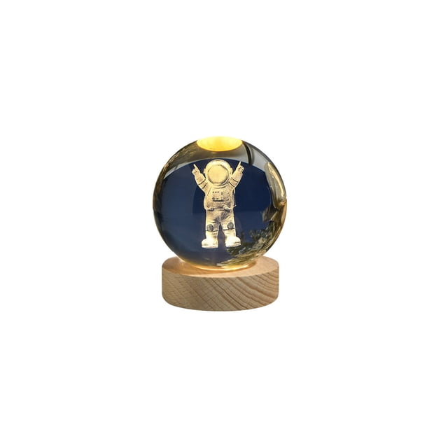 Luz Nocturna Led,Modelo Del Sistema Solar de la Serie Cósmica de Bola de Cristal 3D con Base de Luz de Carga Usb,Regalo de Astronomía de Grabado Claro de 6cm de Diámetro para la Decoración Del Hogar,L