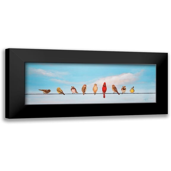 Lafrate, Sandra 14x7 Black Modern Framed Museum Art Print Titled - Sweet Birds on a Wire I