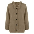thumbnail image 4 of Viikei Womens Coats and Jackets Clearance Women's Solid Color Single-Breasted Pocket Hooded Warm Knitted Sweater Coat Top, 4 of 7
