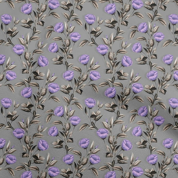 oneOone Cotton Jersey Purple Fabric Floral Retro Fabric For Sewing Printed Craft Fabric By The Yard 58 Inch Wide