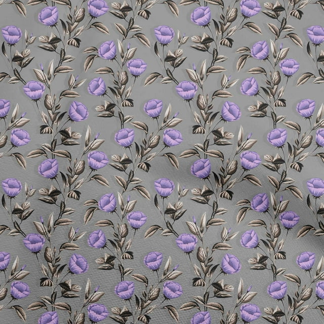 oneOone Georgette Viscose Purple Fabric Floral Retro Craft Projects Decor Fabric Printed By The Yard 42 Inch Wide