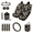 Black Floral Pattern, variant on Chririnla Auto Seat Covers Full Set, with Car Garbage Bag Side Mirror Protector Keychain Holder, Mushroom and Butterfly Pattern Hanging Car Seat Protector Kit