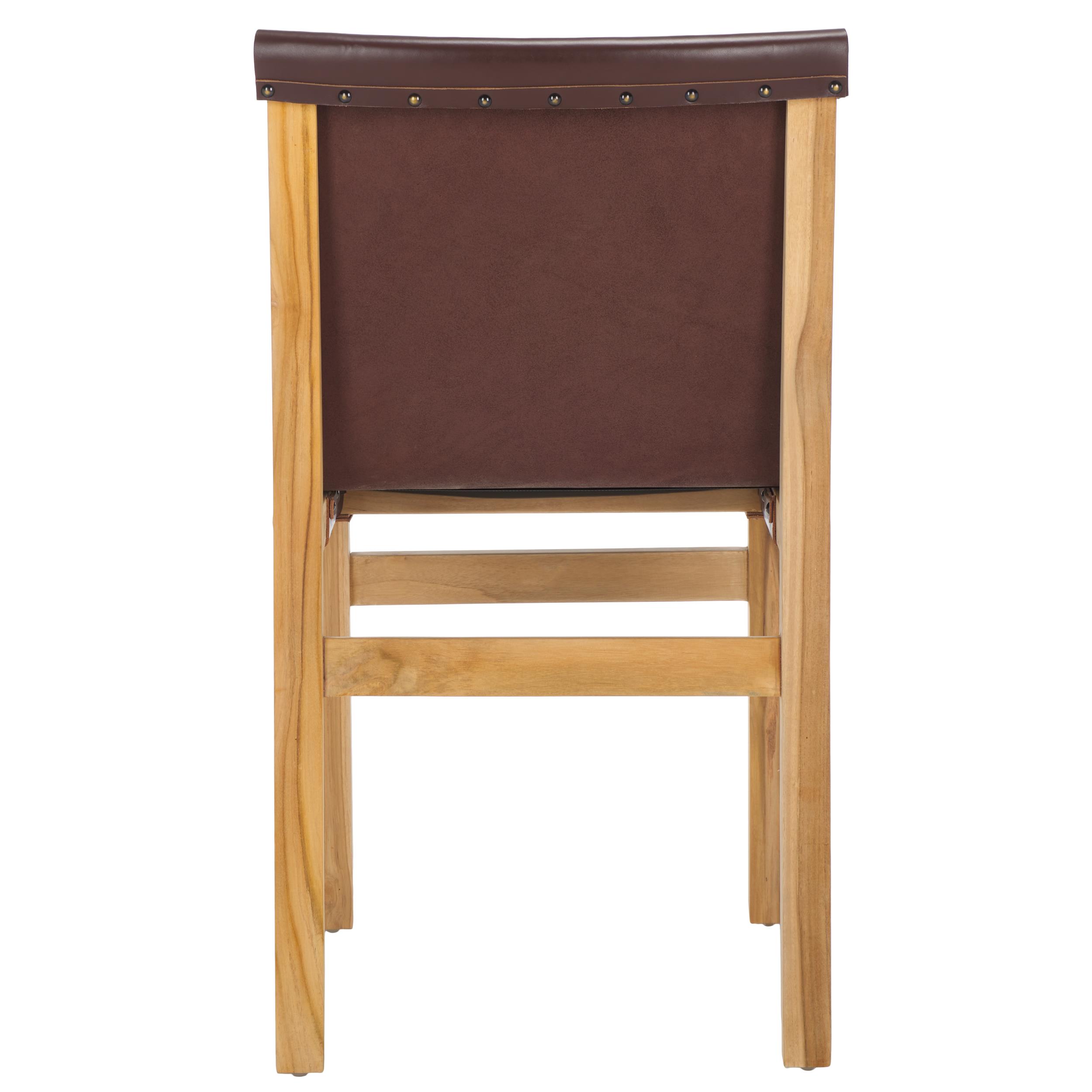 Safavieh Arian Scandinavian Wood and Leather Dining Side Chair, Cognac/ Natural