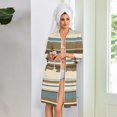thumbnail image 5 of Women's Robes Zipper Lightweight Loose Fit Bathrobes for Women Zipper Front 3/4 Sleeve Knee Length Striped Trendy Pajama Sleepwear with Pockets Khaki XXXL, 5 of 7