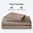 thumbnail image 3 of Bare Home Ultra-Soft Fitted Sheet + Pillowcase Set - Premium 1800 Collection - Deep Pocket - Split King, Taupe, 3 of 8
